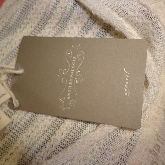 FIRM NWT Anthropologie one september Laceveiled Pullover XS Ivory 3/4 Sleeves - Picture 15 of 16